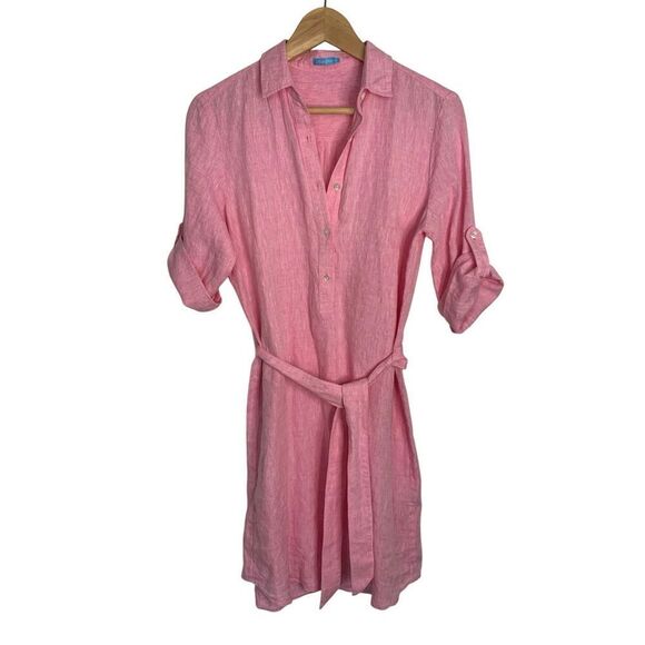 J. McLaughlin Melinda Linen Shirtdress in Begonia Pink Size XS - Picture 4 of 12